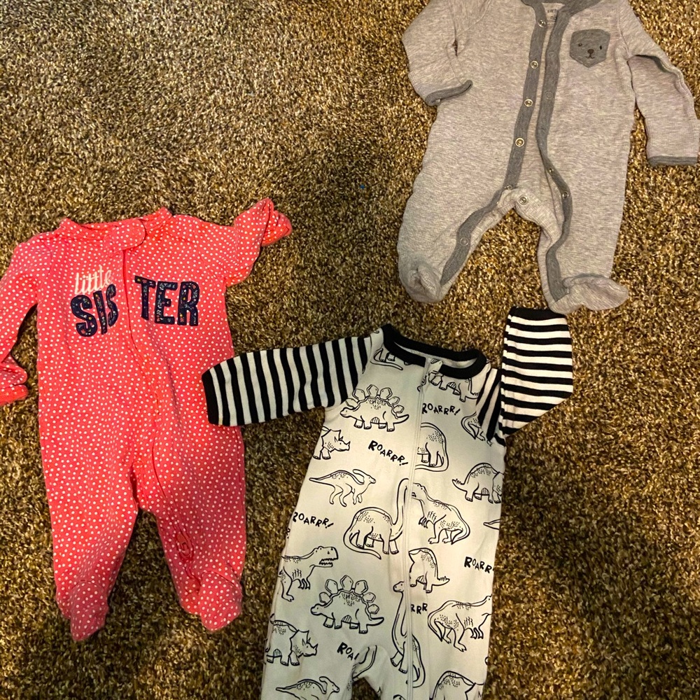 Newborn girl footie pajamas